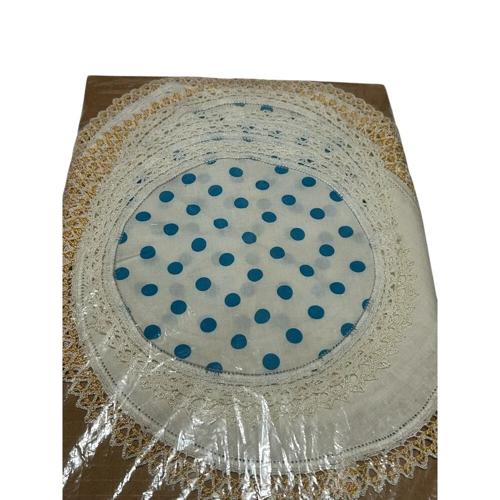 Vintage Doilies Lot Of 9 Mid Century Crochet Lace Round Some Polka Dot MCM